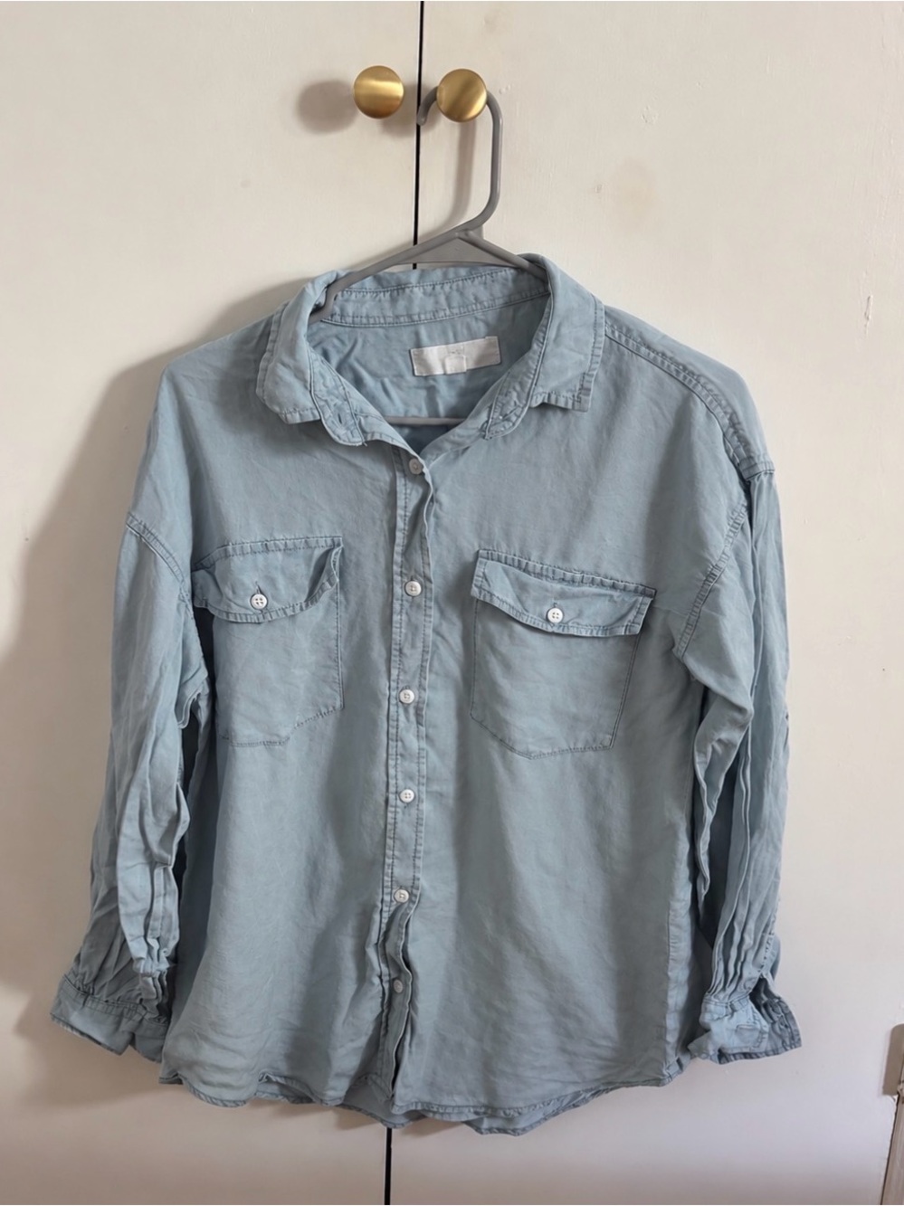 Light Blue Oversized Button-Up Shirt